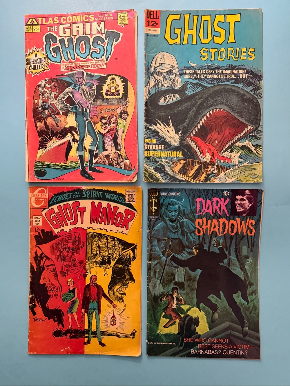 BUNDLE OF 4 COMICS-THE GRIM GHOST, GHOST STORIES, GHOST MANOR, DARK SHADOWS